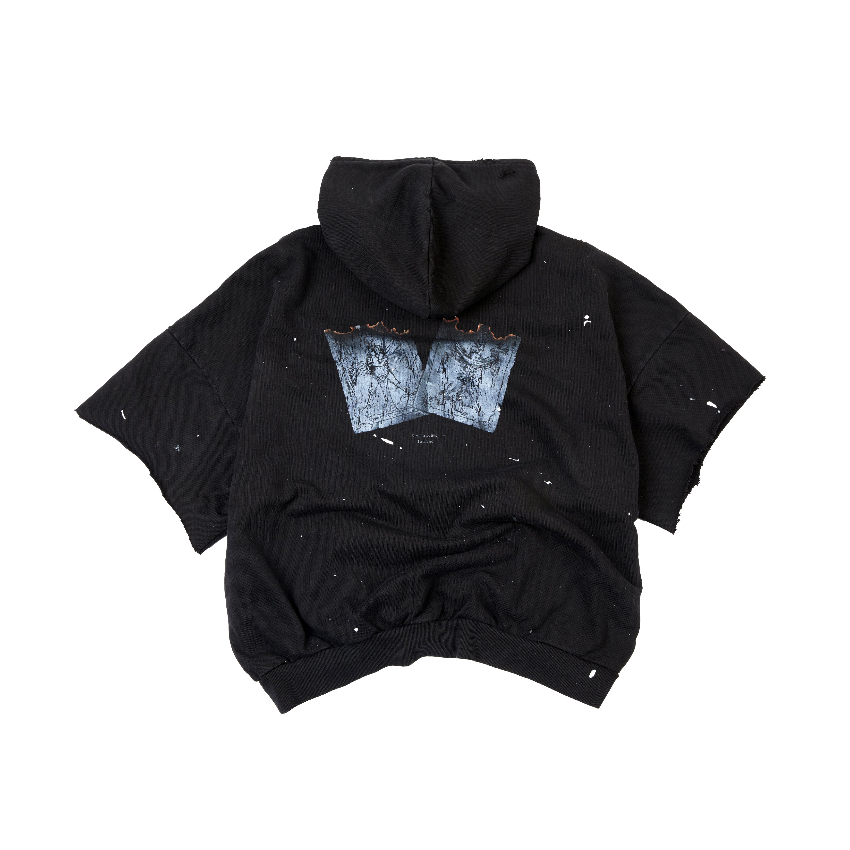 BURNING CARD INK SPLASHING DESTRUCTION THREE-DIMENSIONAL PRINTING BOXING HOODIE