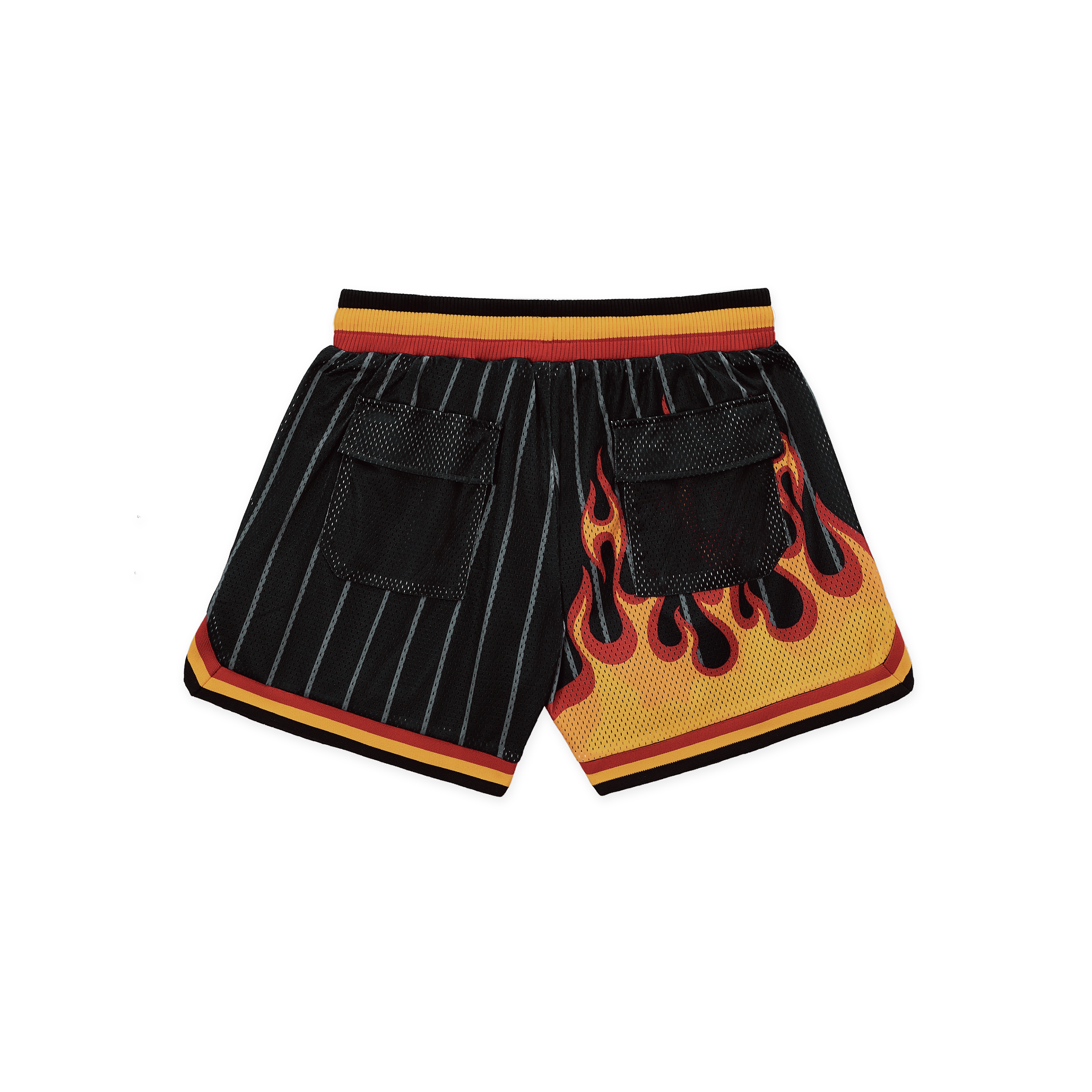 FLAMES LAVA PRINTING MESH SHORTS BLACK