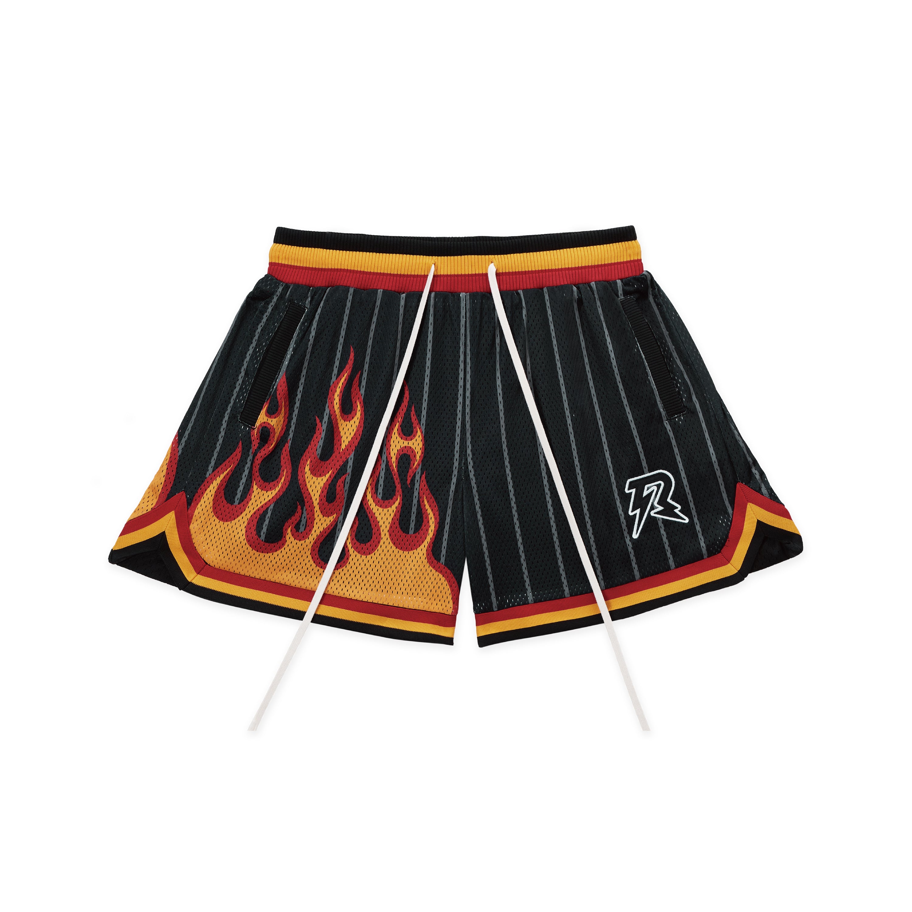 FLAMES LAVA PRINTING MESH SHORTS BLACK