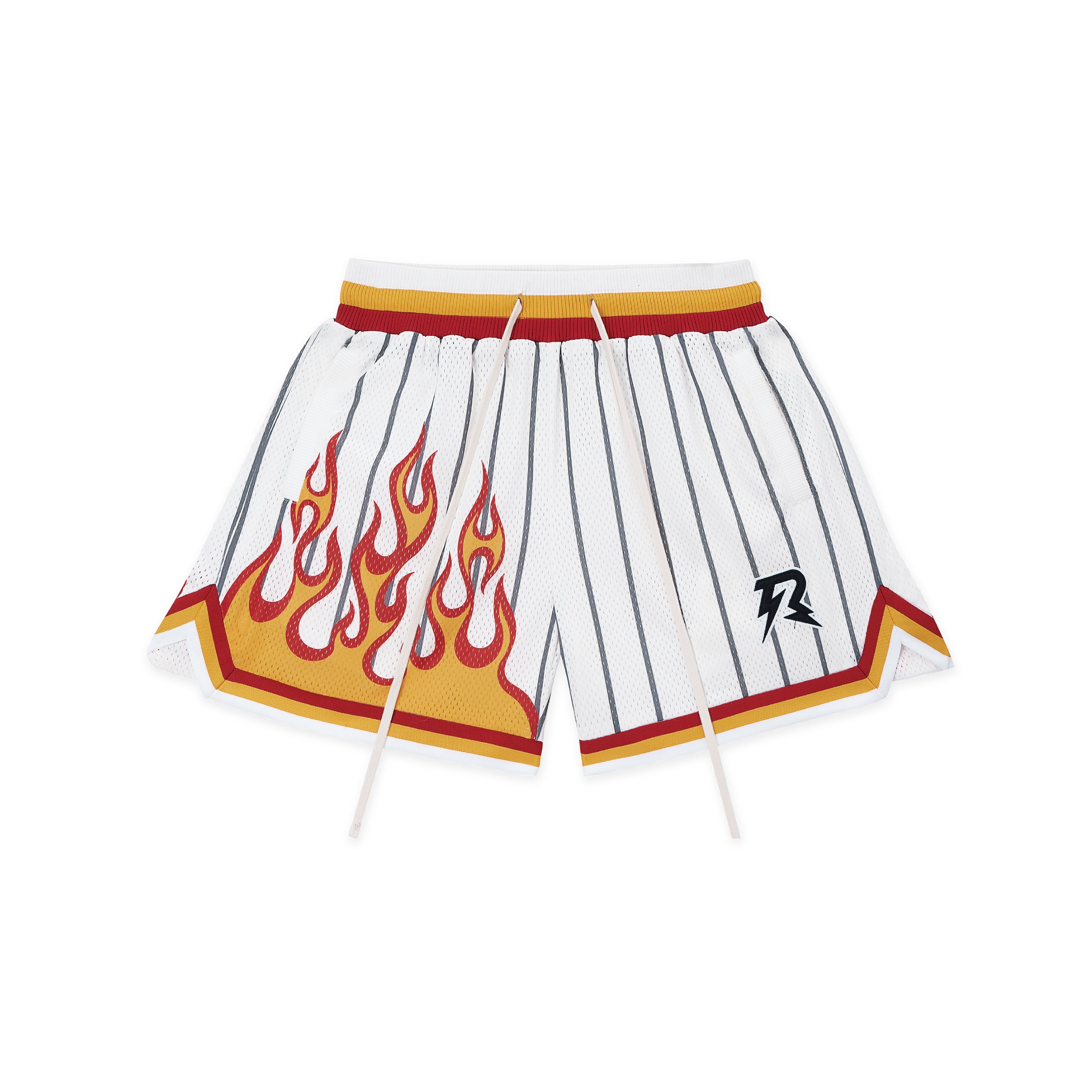 FLAMES LAVA PRINTING MESH SHORTS WHITE