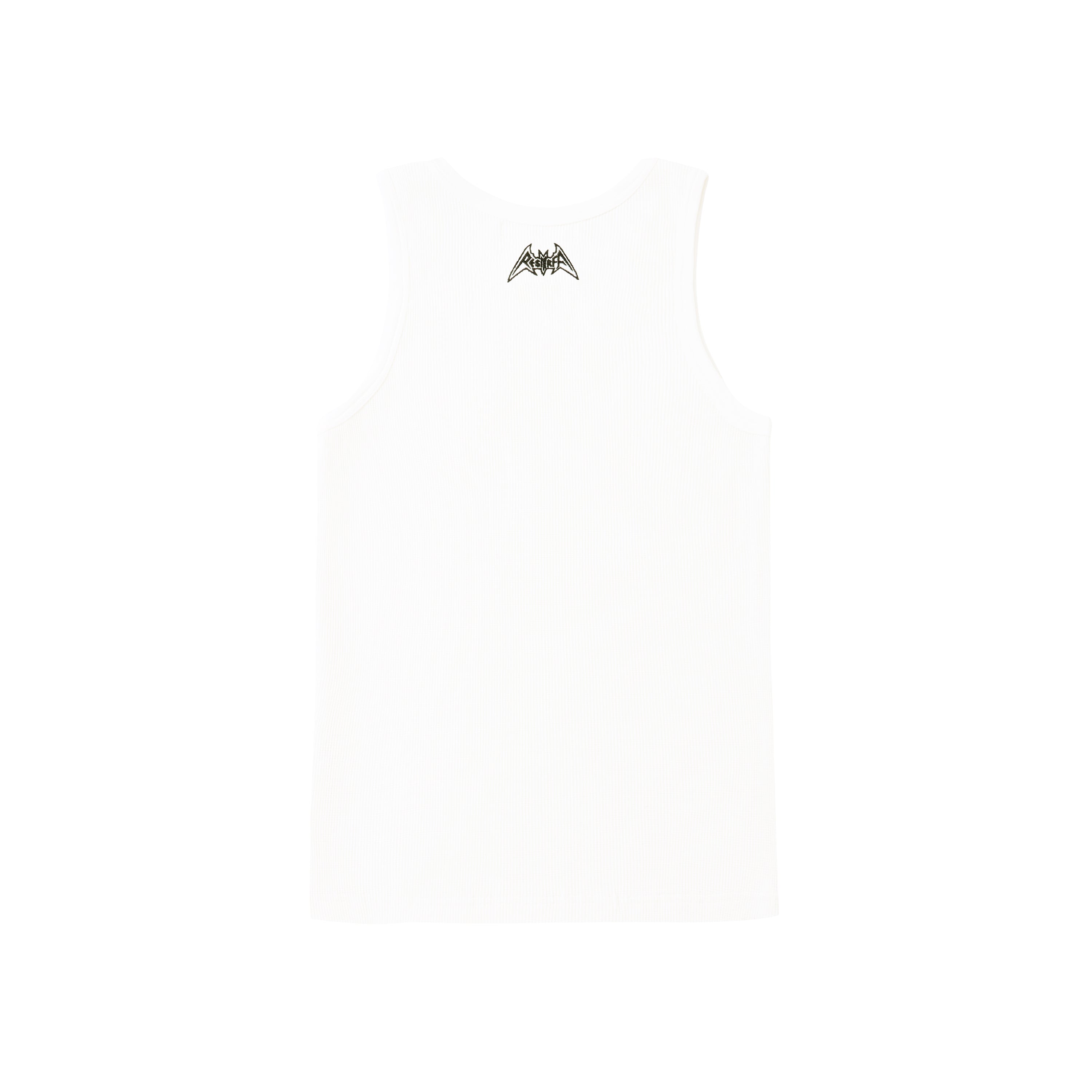 WAFFLE EMBROIDERED LOGO SLIGHTLY STRETCH KNIT RIBBED COTTON SLEEVELESS TANK TOP