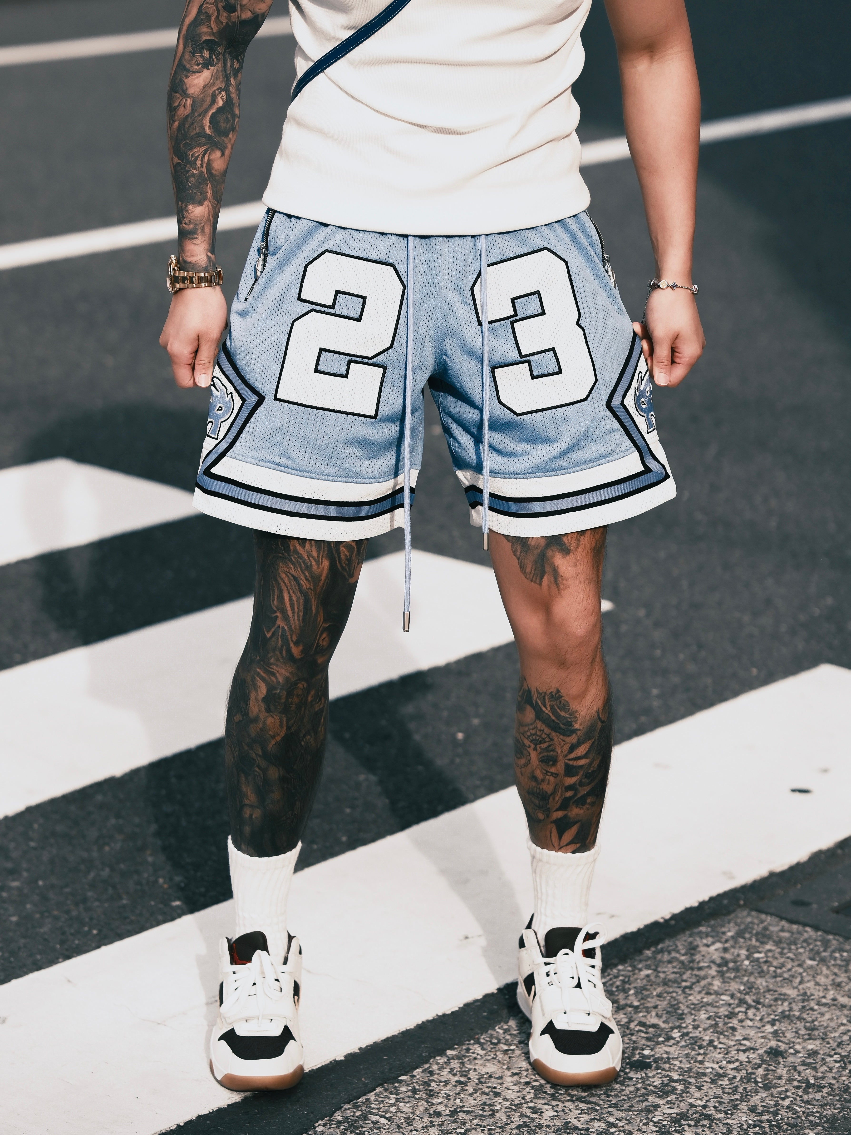 HELL BOXER 23  NORTH CAROLINA LEGEND MESH SHORTS BLUE