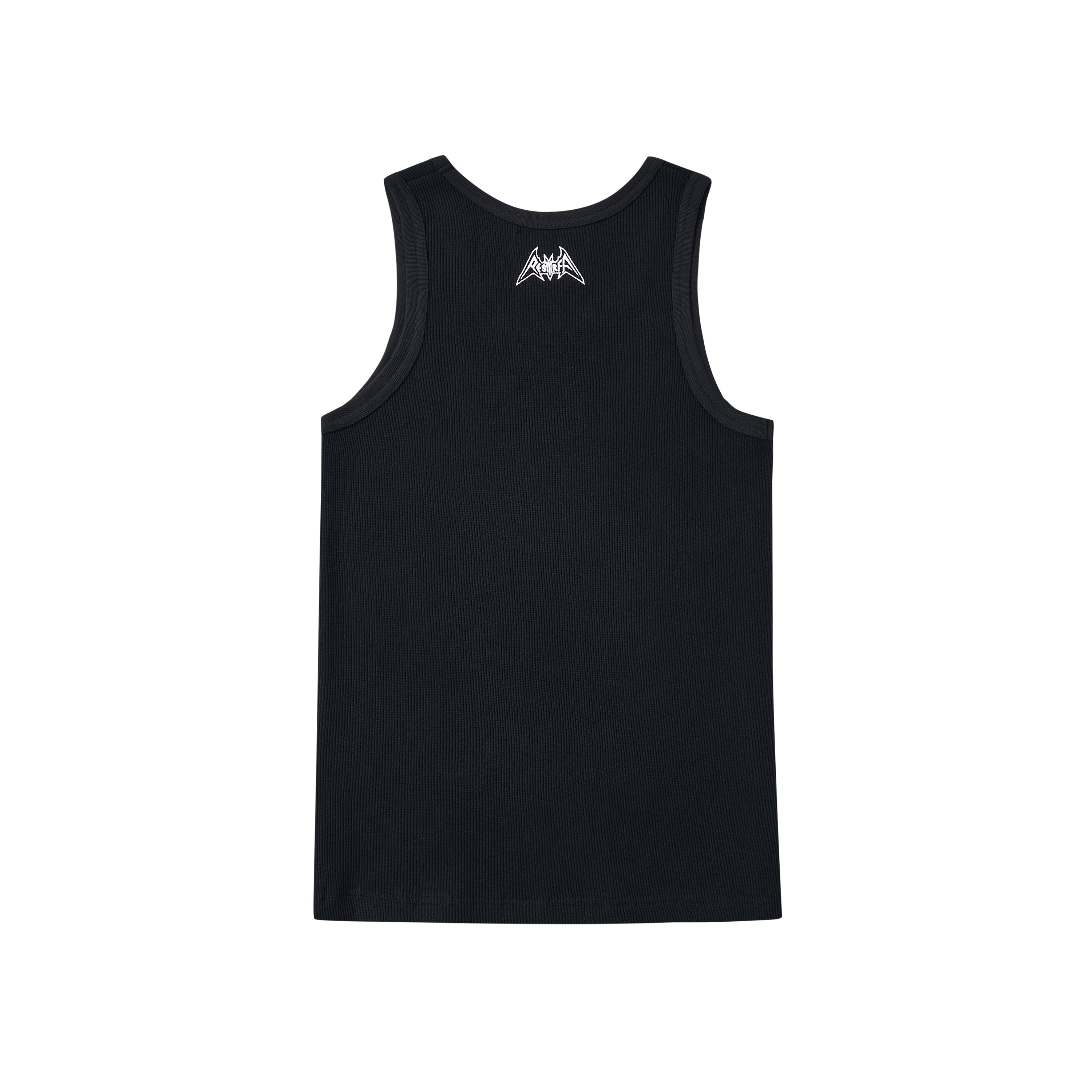 WAFFLE EMBROIDERED LOGO SLIGHTLY STRETCH KNIT RIBBED COTTON SLEEVELESS TANK TOP